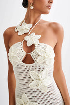 Damen Häkelkleid mit floralem Design R&B