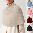 Damen Strickcape mit hochgeschlossenem Kragen