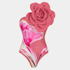 Damen Einteiler Badeanzug mit floralem Design und elegantem Wickelrock R&B