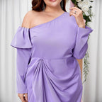 Damen figurbetontes One-Shoulder Kleid R&B