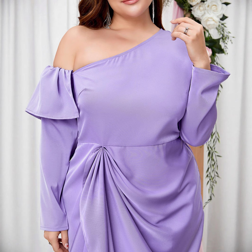 Damen figurbetontes One-Shoulder Kleid R&B
