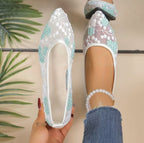 Damen Elegante Ballerinas mit floralem Spitzenoberteil R&B