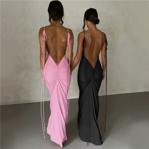 Damen Figurbetontes Maxikleid mit Raffung und Trägerdetails R&B