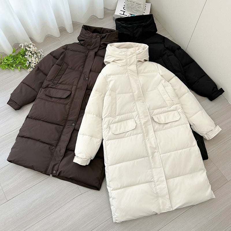 Damen Lange isolierte Winterjacke mit Kapuze und einzippbarem Kragen R&B