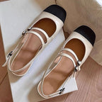 Damen Ballerinas mit stylischen Riemen und modischem Spitzenverschluss R&B