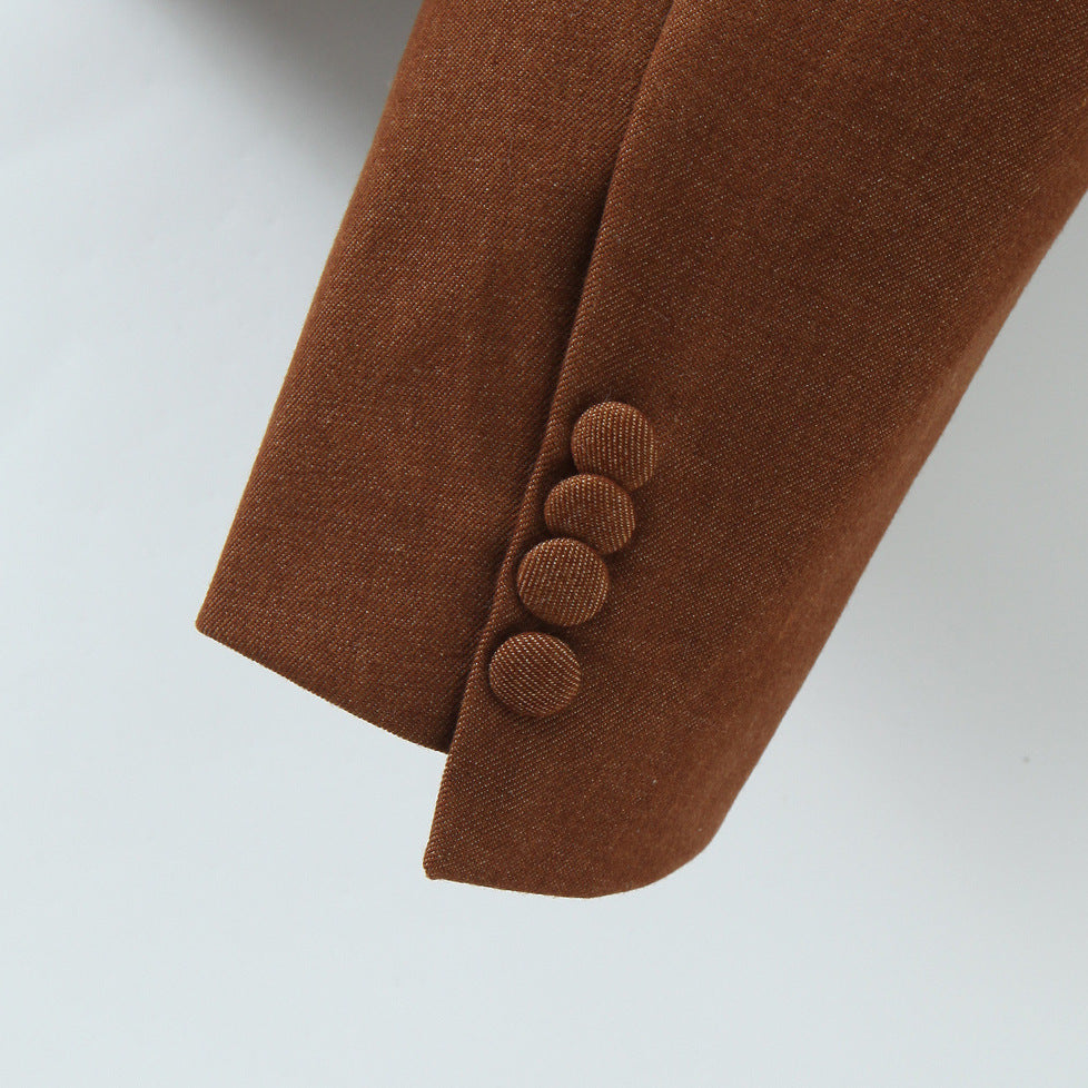 Damen modische Kurzjacke mit elegante Knopfleiste und kontrastierendem Kragen R&B