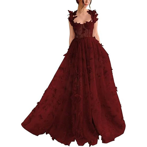 Damen Elegantes Maxikleid mit floralem Spitzenbesatz und transparenter Hülle R&B