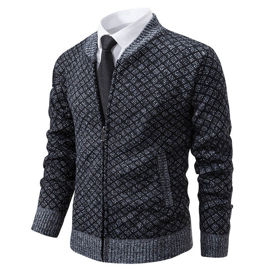 Herren Strickjacke mit modernem Zippverschluss und strukturiertem Design R&B