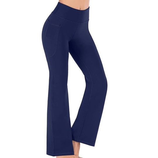 Damen Sportliche Bootcut-Leggings mit hohem Bund und Seitentaschen R&B