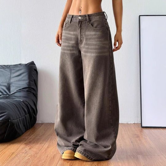 Damen Weite High-Waist Jeans mit lässigem Schnitt R&B