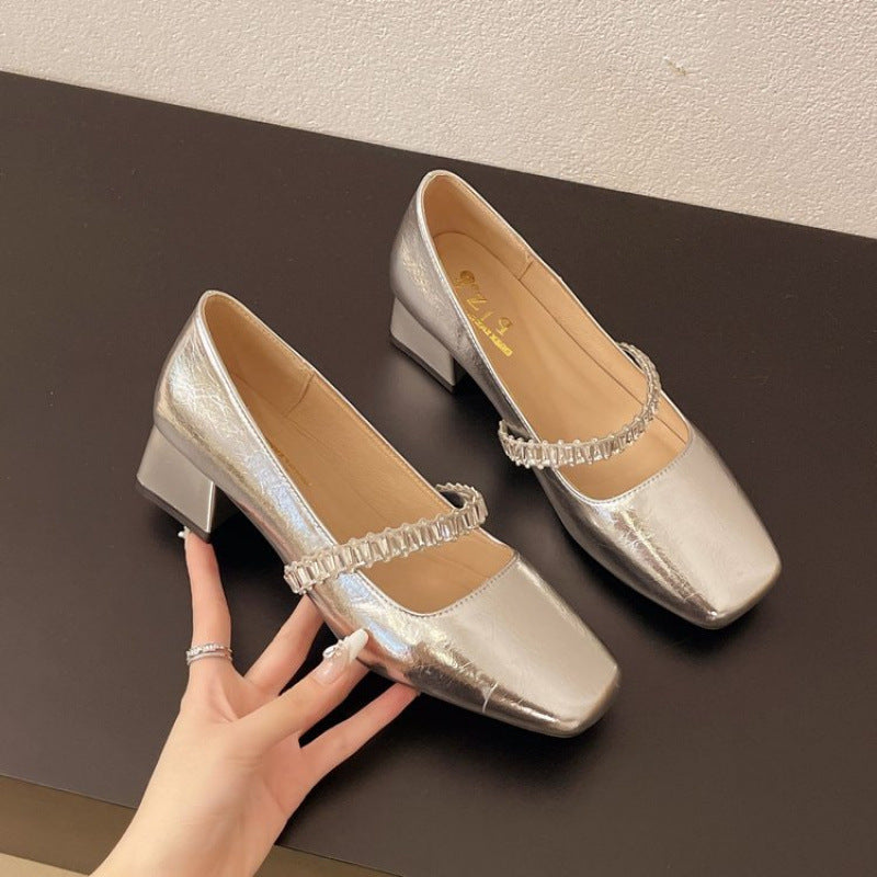 Damen Elegante Absatzschuhe mit Glitzerkette R&B