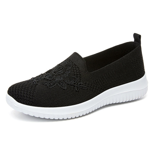 Damen Bequeme Slip-On Sneakers mit dekorativem Blumenmuster R&B