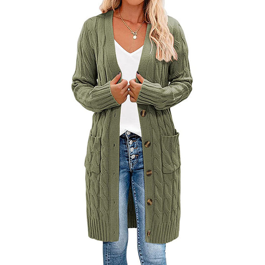 Damen Strickjacke mit tiefem V-Ausschnitt und praktischen Taschen R&B