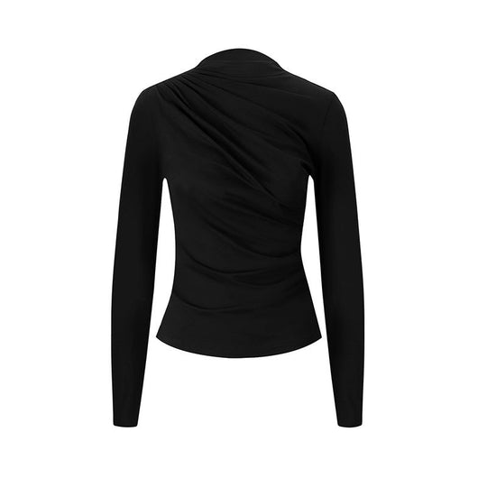 Damen figurbetontes Langarmoberteil mit eleganten Drapierungen R&B