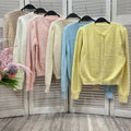 Damen Flauschiger Cardigan mit dekorativen Knöpfen und eleganter Passform