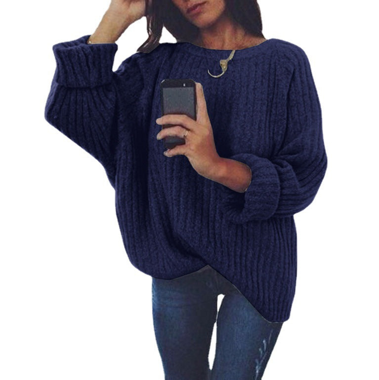 Damen Grobstrickpullover mit überschnittenen Schultern und weichem Material R&B
