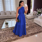 Damen Maxi-Kleid mit asymmetrischem Schnitt und elegantem Taillengürtel R&B