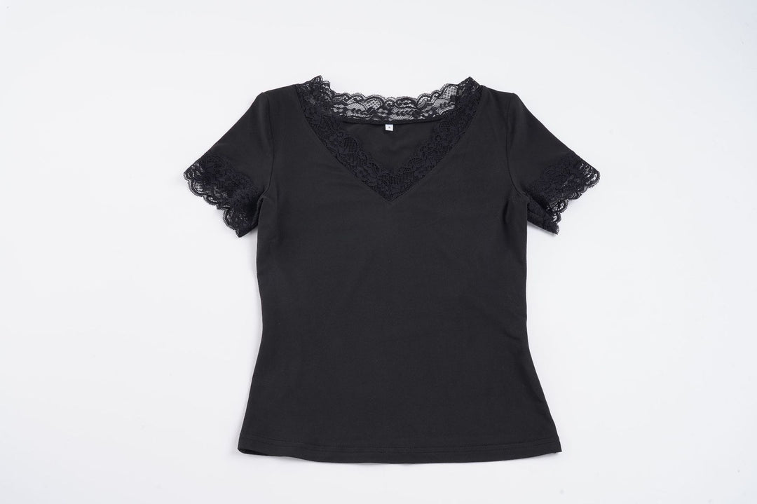 Damen T-Shirt mit elegantem Spitzenbesatz R&B
