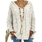 Damen Kapuzenpullover mit Zopfmuster und weitem Schnitt R&B