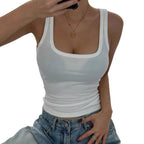 Damen Tanktop mit modernem Quadrat-Ausschnitt und fein geripptem Material R&B