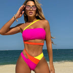 Damen BIKINI-Set mit asymmetrischem Oberteil und aufregendem Farbkontrast R&B