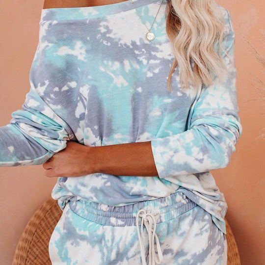 Damen lässiger Oversized Pullover im Batikdesign R&B