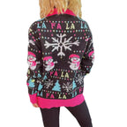 Damen festlicher Pullover mit bunten 3D-Applikationen und motivischem Design R&B