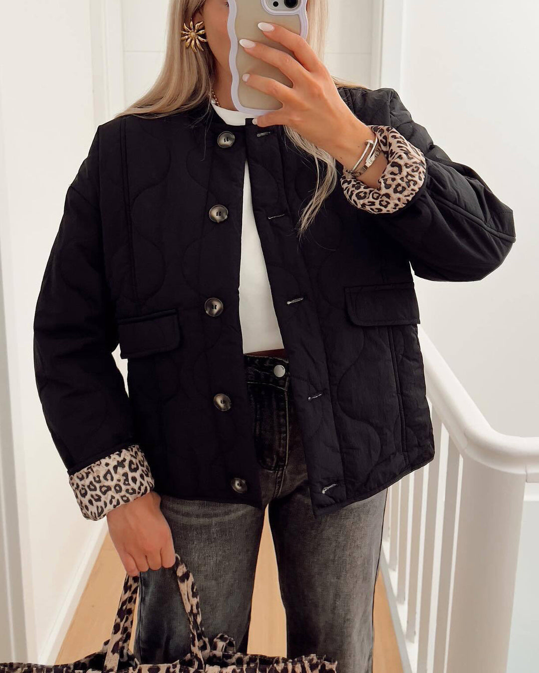 R&B | Gesteppte Knöpfe Gepolsterte Jacke