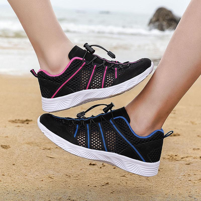 Damen nan atmungsaktiver Netzstoff-Sneaker mit Kordelzugverschluss, ultraleichter EVA-Flexsohle und gepolstertem Fersenkragen R&B