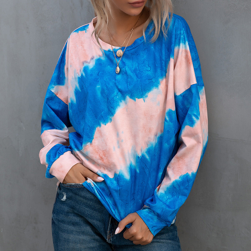 Damen lässiges Tie-Dye Langarmshirt R&B