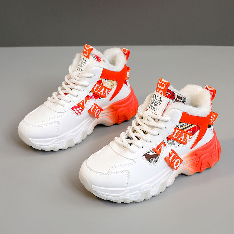 Damen High-Top Sneakers mit wärmendem Fleece und modischem Design R&B