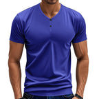 Herren Kurzarm Henley-T-Shirt mit atmungsaktiver Struktur R&B
