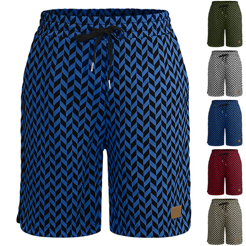 Damen nan Jacquard-Shorts mit elastischem Komfortbund, Tunnelzug und Fischgrätmuster R&B