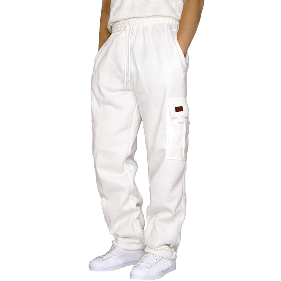 Herren nan konisch zulaufende Sweat-Cargohose mit elastischem Bund, Kordelzug und Klappentaschen R&B