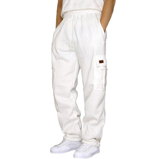 Herren nan konisch zulaufende Sweat-Cargohose mit elastischem Bund, Kordelzug und Klappentaschen R&B