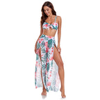 Damen Bikini-Set mit floralem Zufallsmuster und passendem Wickelrock R&B