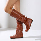 Damen nan knielange Slouch-Stiefel mit weichem Schaft und niedrigem Blockabsatz R&B