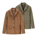 Damen klassische Blazerjacke aus weichem Material mit aufgesetzten Taschen R&B