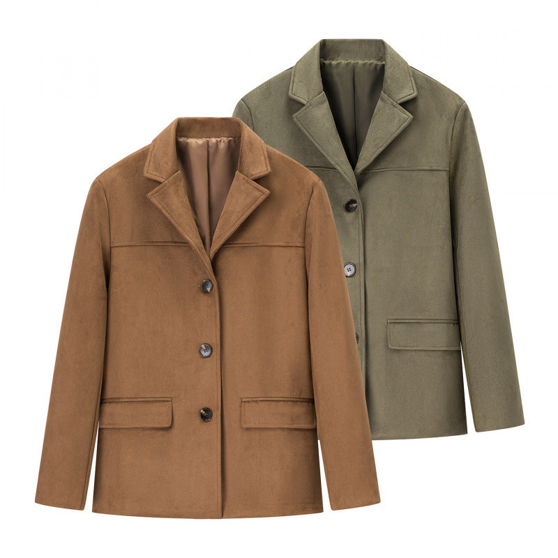Damen klassische Blazerjacke aus weichem Material mit aufgesetzten Taschen R&B