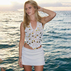 Damen luftiges Strandtop mit glitzernden Details R&B