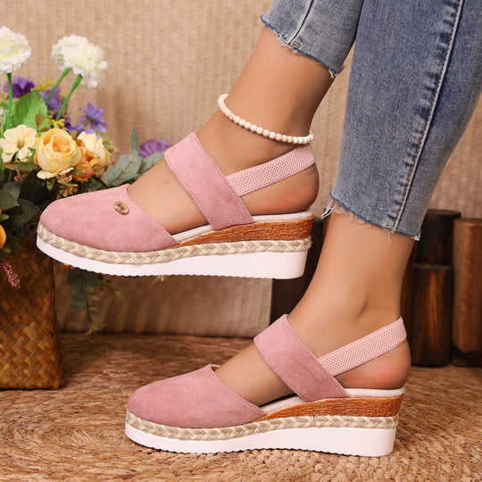 Damen Wedge-Sandalen mit elastischen Riemen und edlem Espadrille-Design R&B