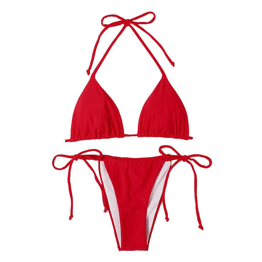 Damen Triangel-Bikini-Set mit verstellbaren Bändern und femininen Akzenten R&B