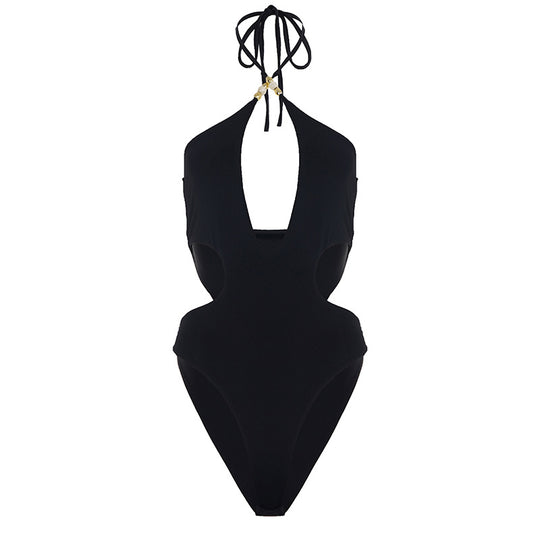 Damen Cut-Out Badeanzug mit Raffungen und verstellbaren Trägern R&B