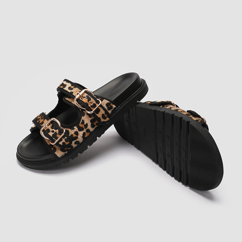 Damen Chunky Sandalen mit tierischem Muster und komfortablem Riemendesign R&B