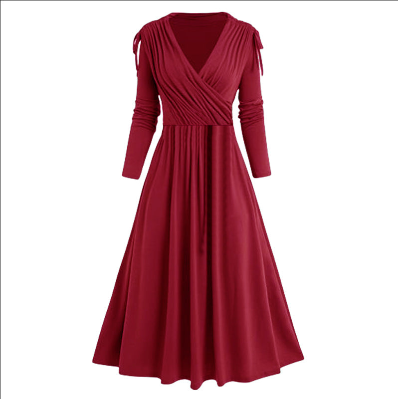 Damen Midikleid mit Wickeloptik und langen Ärmeln R&B