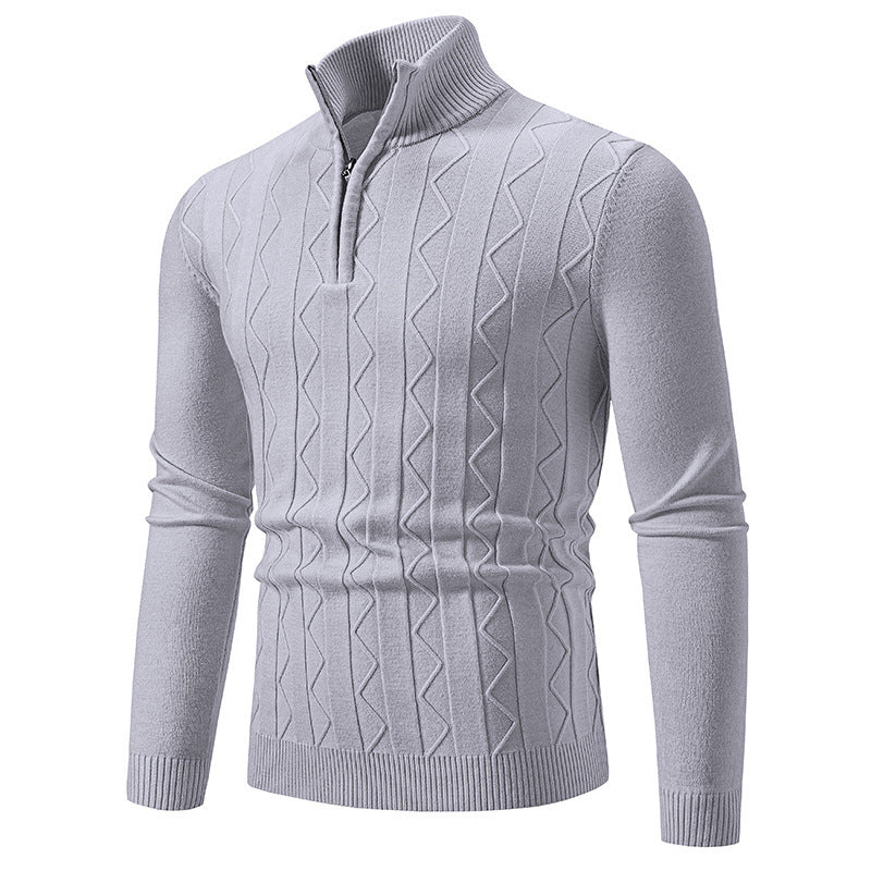 Herren eleganter Rollkragenpullover mit Zopfmuster und hohem Kragen R&B