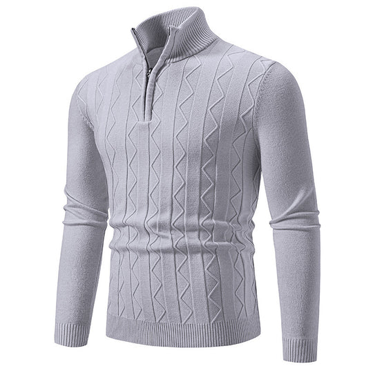 Herren eleganter Rollkragenpullover mit Zopfmuster und hohem Kragen R&B