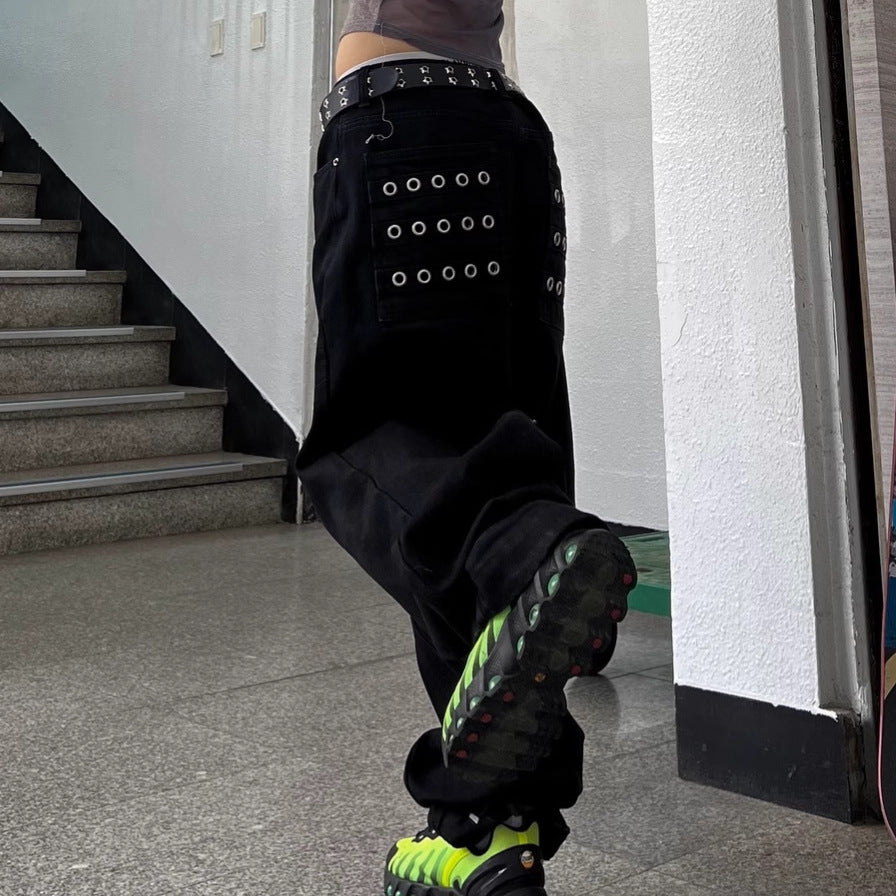 Damen Cargo-Hose mit Ösen und kontrastierendem Design R&B