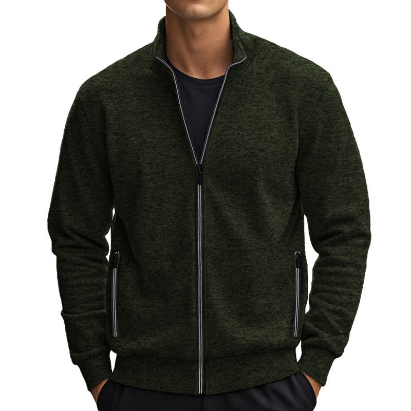 Herren Sweatjacke mit hohem Kragen und praktischen Reißverschlusstaschen