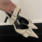 Damen spitze Mules mit dekorativen Schnallen R&B